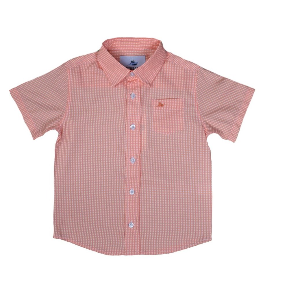 Orange Gingham Dress Shirt.
